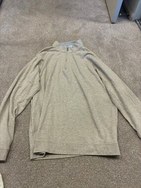 Peter Millar Tan Zip Mock-Neck Sweater